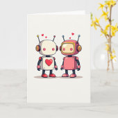 Carte simple de robots pour la Saint-Valentin (Fleur jaune)