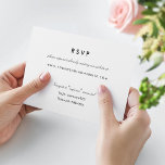 Carte simple de site Web de réponse en ligne en no<br><div class="desc">Version sans bordure. (Également disponible avec une bordure noire) Carte d'insertion design noir et blanc simple et propre pour votre rsvp en ligne; carte d'adresse du site web mariage. Illustration de la feuille sur l'avant et l'arrière. Customisez pour convenir à presque toute invitation en changeant les styles de police, les...</div>