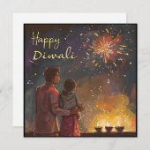 Carte simple de voeux/invitation de vacances Diwal (Devant / Derrière)
