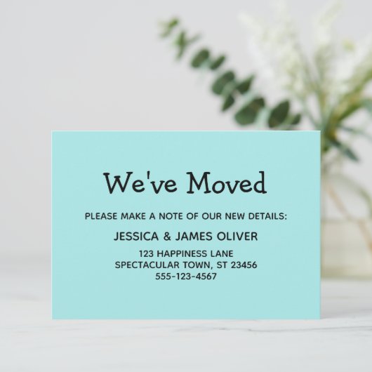 Carte simple, Décontractée, Turquoise "We've Moved (Debout devant)