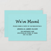 Carte simple, Décontractée, Turquoise "We've Moved (Devant / Derrière)