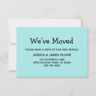 Carte simple, Décontractée, Turquoise "We've Moved