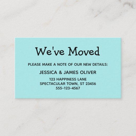 Carte simple, Décontractée, Turquoise "We've Moved (Devant)