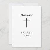 Carte Simple Dédicace de Bébé Croix Noir et Blanc (Devant)