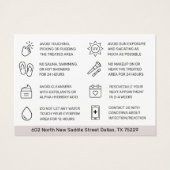 Carte simple d'instructions de soins postérieurs à (Dos)