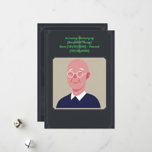 Carte simple d'invitation funéraire (Devant/Arrière en situation)