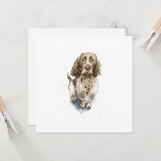 Carte Simple drôle mignon Springer Spaniel Chien Merci (Devant/Arrière en situation)