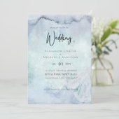 Carte Simple élégance Dusty Blue Mariage moderne (Debout devant)