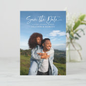 Carte Simple Elegant 4-Photo Caligraphy QR Code (Debout devant)