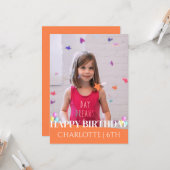 Carte Simple Elegant Anniversaire Stylé Fun Kids Photo (Devant/Arrière en situation)