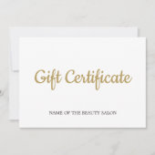 Carte Simple Elegant Blanc Faux Or Beauté (Devant)