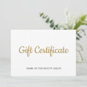Carte Simple Elegant Blanc Faux Or Beauté (Debout devant)