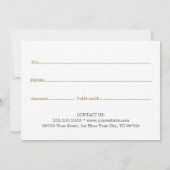 Carte Simple Elegant Blanc Faux Or Beauté (Dos)