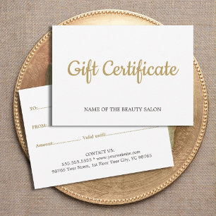 Carte Simple Elegant Blanc Faux Or Beauté