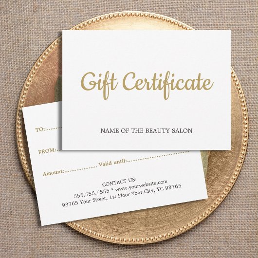 Carte Simple Elegant Blanc Faux Or Beauté