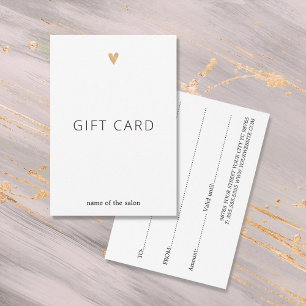 Carte Simple Elegant Blanc Faux Or Coeur Beauté