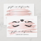 Carte Simple Elegant Blush Pink Lashes Certificat cadeau (Devant / Derrière)