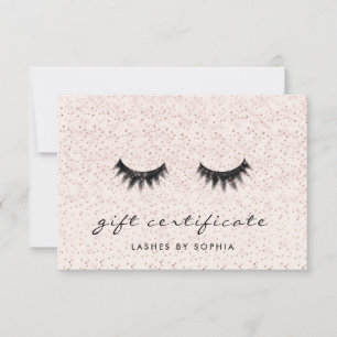 Carte Simple Elegant Blush Pink Lashes Certificat cadeau