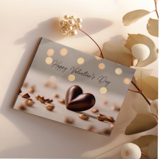 CARTE SIMPLE ÉLÉGANT CHOCOLAT EN FORME DE COEUR VALENTIN