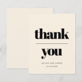 Carte Simple, élégant et chic mariage Merci crème (Devant / Derrière)