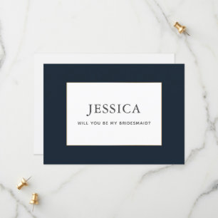 Carte simple Elegant Gold Dark Navy Blue Bridesmai