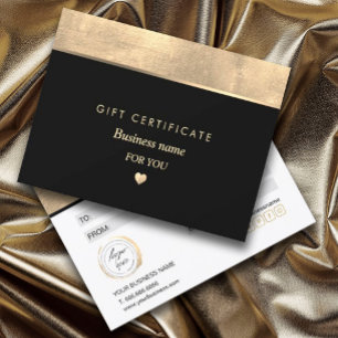 Carte Simple Elegant Gold Foil Coeur Certificat cadeau