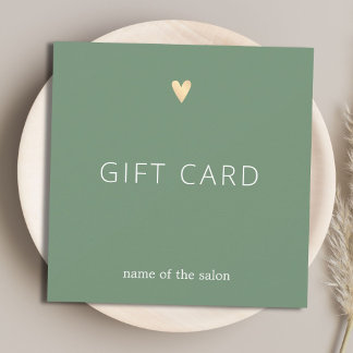 Carte Simple Elegant Green Faux Gold Heart Beauty