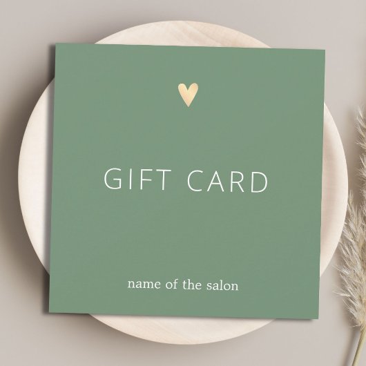 Carte Simple Elegant Green Faux Gold Heart Beauty