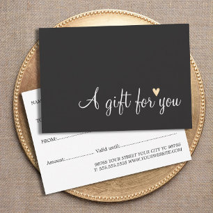 Carte Simple Elégant gris foncé Or Coeur Beauté