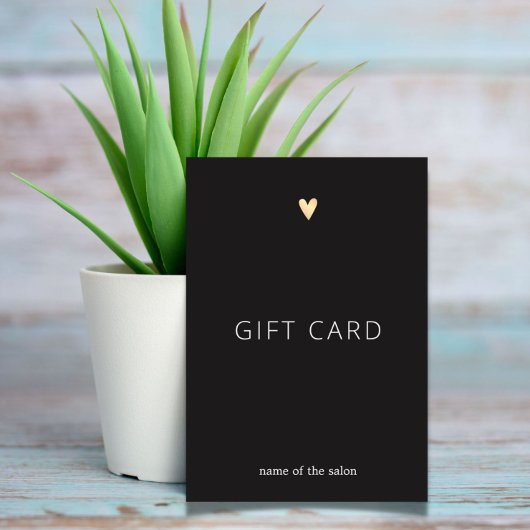 Carte Simple Elégant gris foncé Or Coeur Beauté