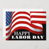 Carte Simple Elegant Happy Labor Day avec drapeau améric (Devant / Derrière)