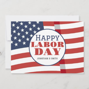 Carte Simple Elegant Happy Labor Day avec drapeau améric