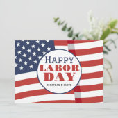 Carte Simple Elegant Happy Labor Day avec drapeau améric (Debout devant)
