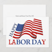 Carte Simple Elégant Joyeux Fête du Travail Rouge Blanc  (Devant / Derrière)