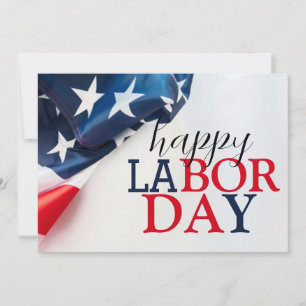 Carte Simple Elégant Joyeux Fête du Travail Rouge Blanc