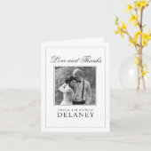 Carte Simple Elégant Mariage Photo Merci Notes (Fleur jaune)