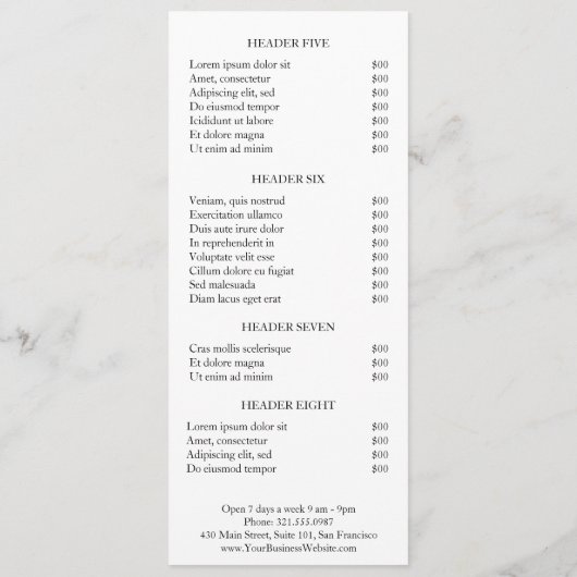 Carte Simple Élégant Minimal Moderne Tarifs d'entreprise (Dos)