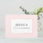Carte simple Elegant Or Joli Blush Bridesmaid (Debout devant)