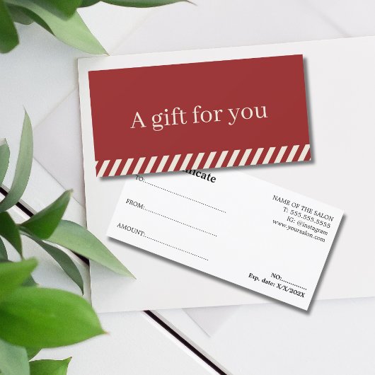 Carte Simple Elégant Rouge Beige rayé Vacances