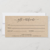 Carte Simple Elegant Rustic Lashes Certificat cadeau (Dos)