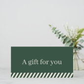 Carte Simple Elégant Vert Beige rayé Holiday (Debout devant)