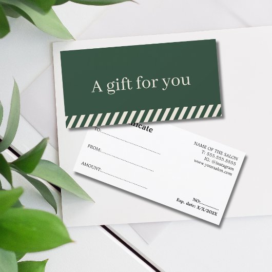 Carte Simple Elégant Vert Beige rayé Holiday