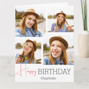 Carte Simple élégante calligraphie Anniversaire Photo él
