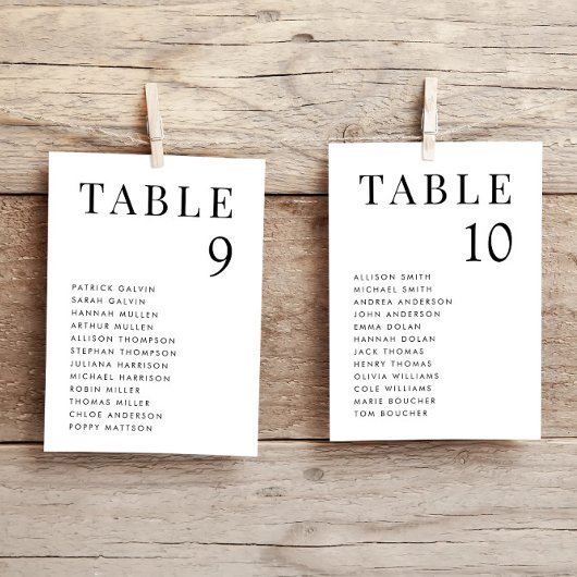 Carte simple élégante de table de mariage assise