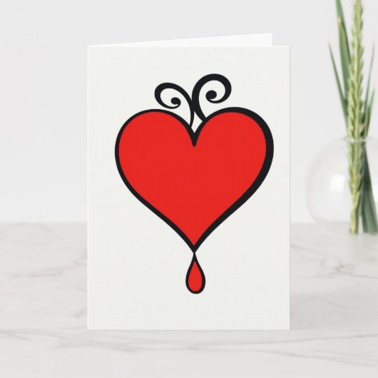 Carte simple en forme de cœur avec goutte (Devant)