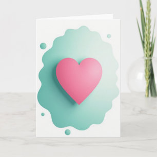Carte simple en forme de cœur rose ondulé