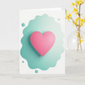 Carte simple en forme de cœur rose ondulé (Fleur jaune)