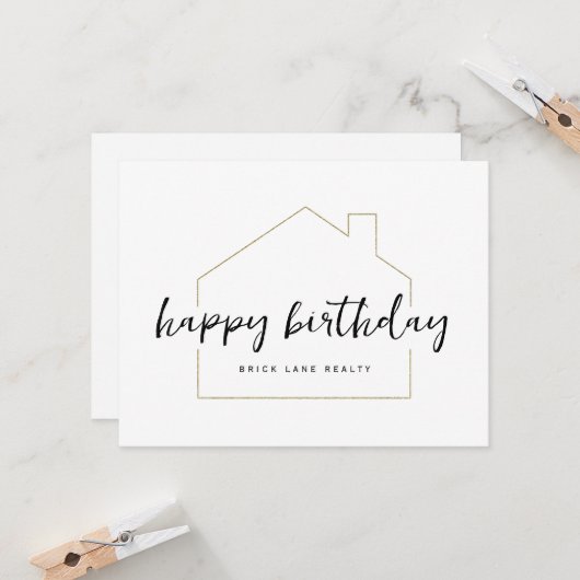 Carte Simple et savoureux Véritable Joyeux anniversaire (Devant/Arrière en situation)