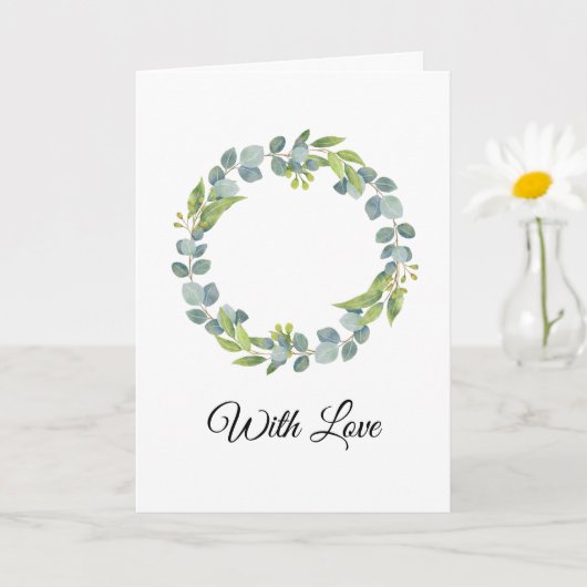 Carte Simple Eucalyptus Wreath Wedding Card - Blank (Petite plante)