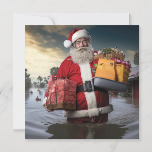 Carte simple face Aussie Santa Flood (Devant)
